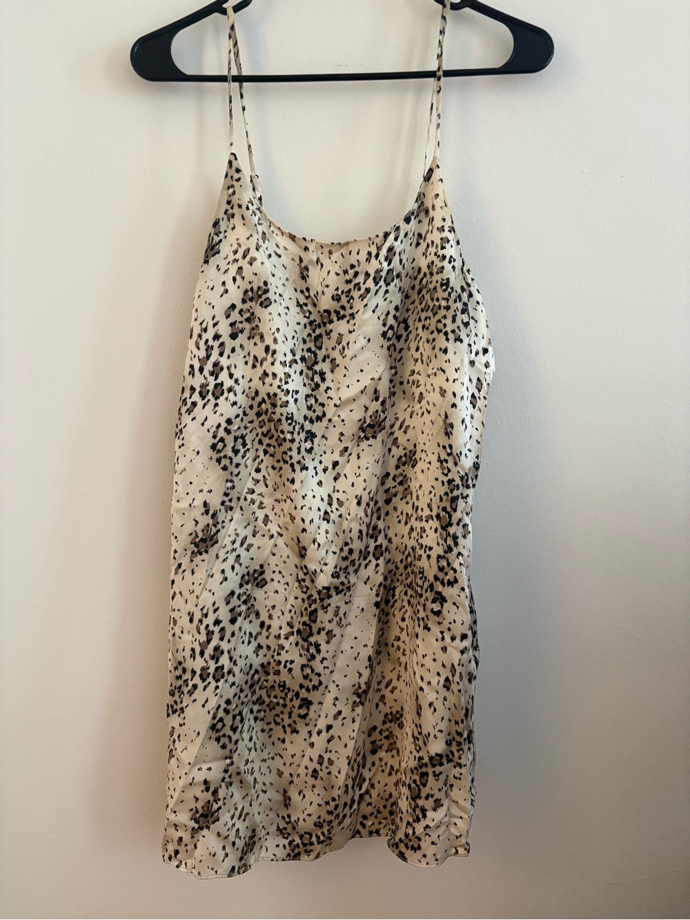 Alice + Olivia Beige and Black Leopard Satin Slip Dress